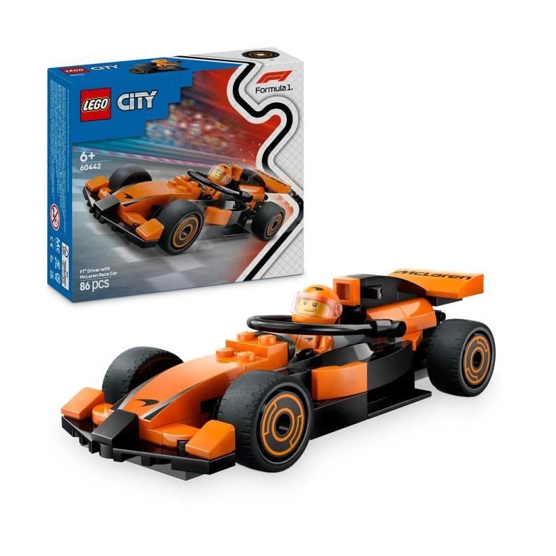 LEGO City 60442 Voiture de course McLaren avec pilote de F1 - Jouet po LEGO City 60442 Voiture de course McLaren avec pilote de F1 - Jouet po