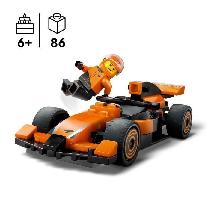 LEGO City 60442 Voiture de course McLaren avec pilote de F1 - Jouet pour garçon des 6 ans