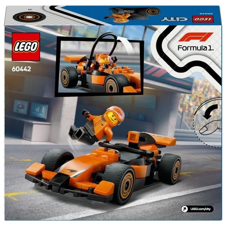 LEGO City 60442 Voiture de course McLaren avec pilote de F1 - Jouet pour garçon des 6 ans