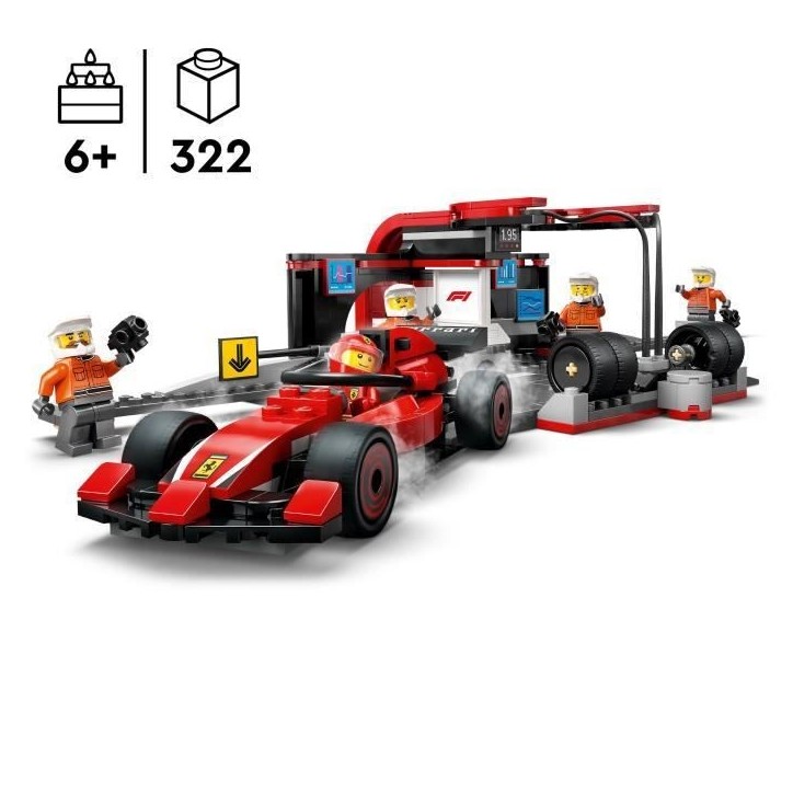 LEGO City 60443 Arret au stand de F1 avec voiture Ferrari - Jouet pour garçon des 6 ans