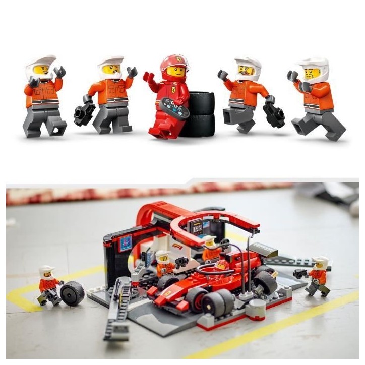 LEGO City 60443 Arret au stand de F1 avec voiture Ferrari - Jouet pour garçon des 6 ans