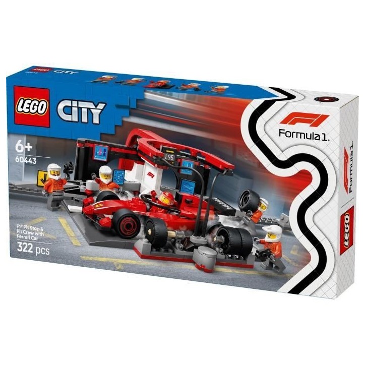 LEGO City 60443 Arret au stand de F1 avec voiture Ferrari - Jouet pour garçon des 6 ans