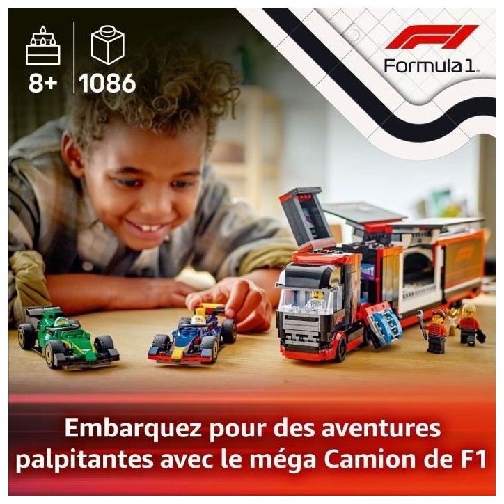 LEGO City 60445 Camion de F1 avec voitures de F1 RB20 et AMR24 - Jeu pour garçon des 8 ans