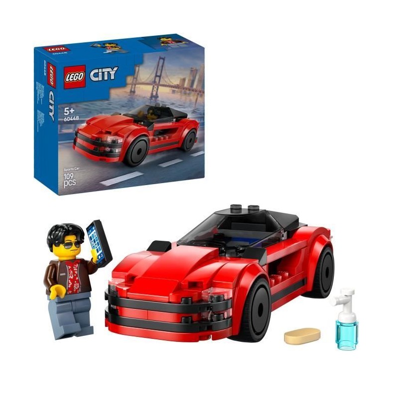 LEGO City 60448 La voiture de sport rouge - Jouet de construction pour