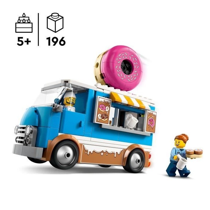 LEGO City 60452 Le food-truck de donuts - Jouet de construction pour garçon des 5 ans