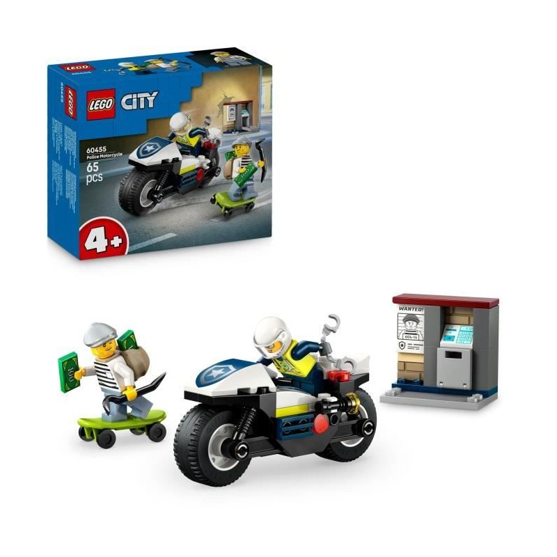 LEGO City 60455 La Course-Poursuite en Moto de Police - Jeu de constru LEGO City 60455 La Course-Poursuite en Moto de Police - Jeu de constru