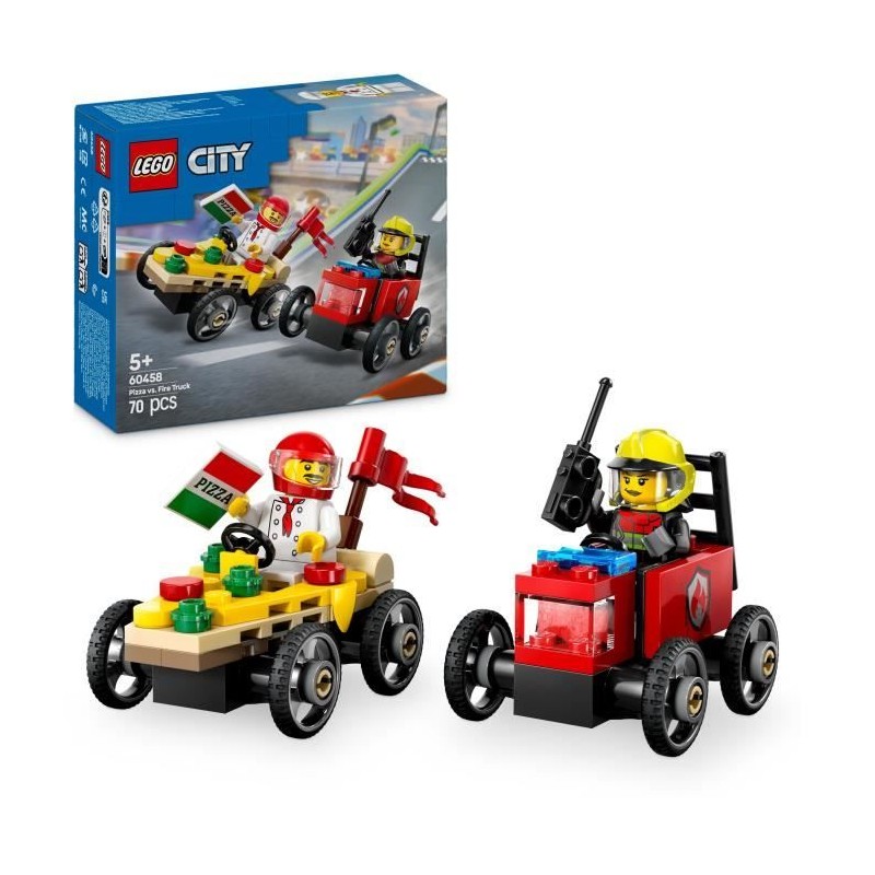 LEGO City 60458 Pack de bolides de course : camion de pizza contre cam LEGO City 60458 Pack de bolides de course : camion de pizza contre cam