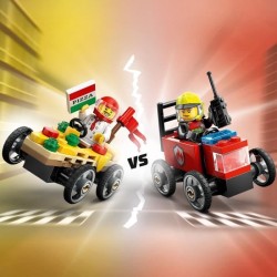 LEGO City 60458 Pack de bolides de course : camion de pizza contre cam