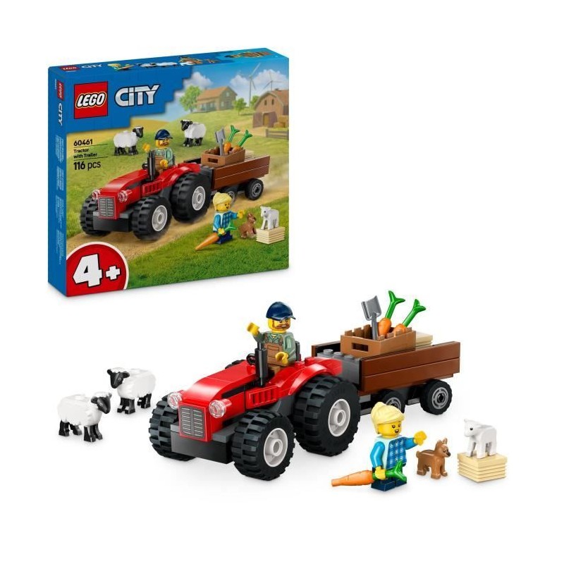 LEGO City 60461 Tracteur agricole rouge avec remorque et moutons - Jeu LEGO City 60461 Tracteur agricole rouge avec remorque et moutons - Jeu
