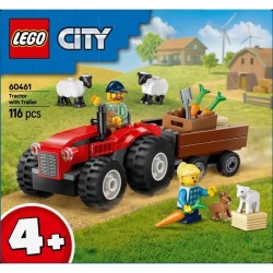 LEGO City 60461 Tracteur agricole rouge avec remorque et moutons - Jeu