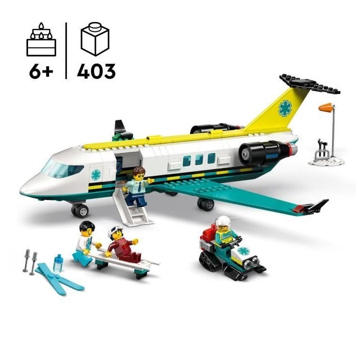 LEGO City 60465 L'Ambulance de Secours Aérienne - Jeu de Construction Garçon des 6 ans LEGO City 60465 L'Ambulance de Secours Aérienne - Jeu de Construction Garçon des 6 ans