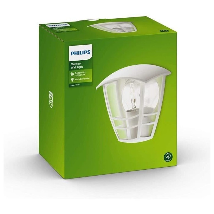 CREEK-Applique murale d'extérieur Métal H19,5cm Blanc Philips CREEK-Applique murale d'extérieur Métal H19,5cm Blanc Philips