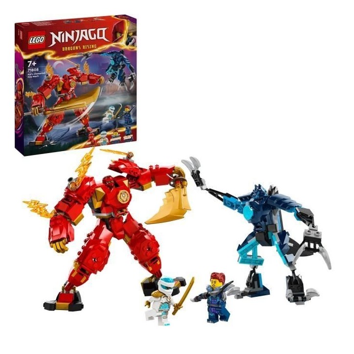 LEGO 71808 NINJAGO Le Robot Élémentaire du Feu de Kai, Jouet Ninja avec Figurine Personnalisable Plus Minifigurines Kai et Zan LEGO 71808 NINJAGO Le Robot Élémentaire du Feu de Kai, Jouet Ninja avec Figurine Personnalisable Plus Minifigurines Kai et Zan