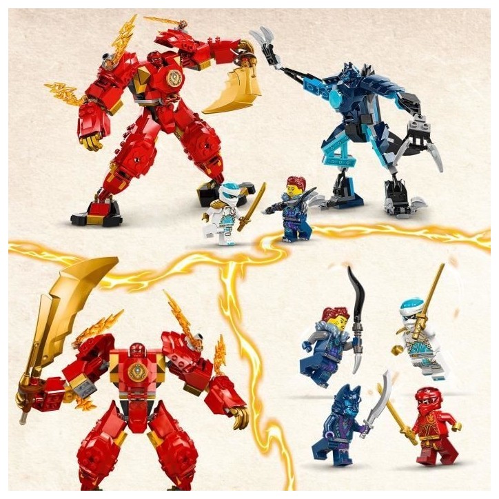 LEGO 71808 NINJAGO Le Robot Élémentaire du Feu de Kai, Jouet Ninja avec Figurine Personnalisable Plus Minifigurines Kai et Zan LEGO 71808 NINJAGO Le Robot Élémentaire du Feu de Kai, Jouet Ninja avec Figurine Personnalisable Plus Minifigurines Kai et Zan