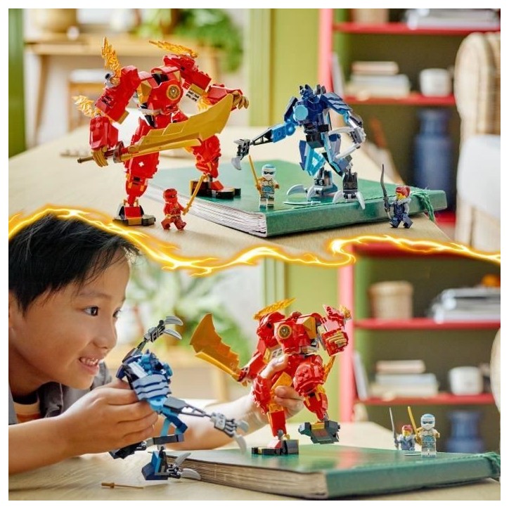 LEGO 71808 NINJAGO Le Robot Élémentaire du Feu de Kai, Jouet Ninja avec Figurine Personnalisable Plus Minifigurines Kai et Zan LEGO 71808 NINJAGO Le Robot Élémentaire du Feu de Kai, Jouet Ninja avec Figurine Personnalisable Plus Minifigurines Kai et Zan