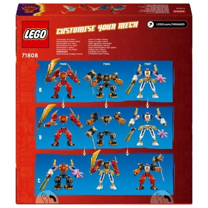 LEGO 71808 NINJAGO Le Robot Élémentaire du Feu de Kai, Jouet Ninja avec Figurine Personnalisable Plus Minifigurines Kai et Zan LEGO 71808 NINJAGO Le Robot Élémentaire du Feu de Kai, Jouet Ninja avec Figurine Personnalisable Plus Minifigurines Kai et Zan