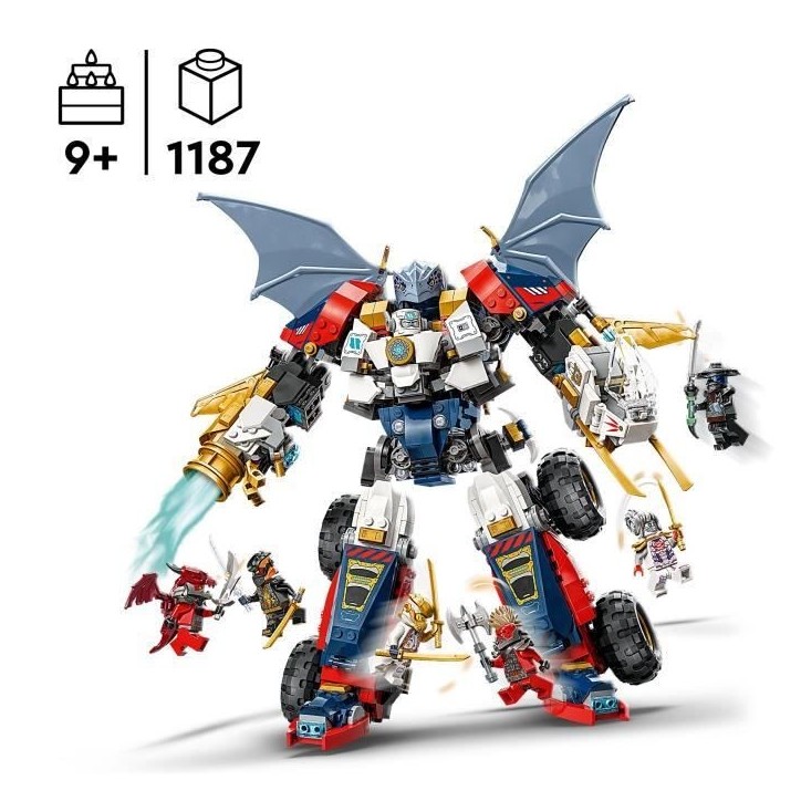 LEGO NINJAGO 71834 Le robot ultra combo de Zane - Jeu de construction 4-en-1 des 9 ans
