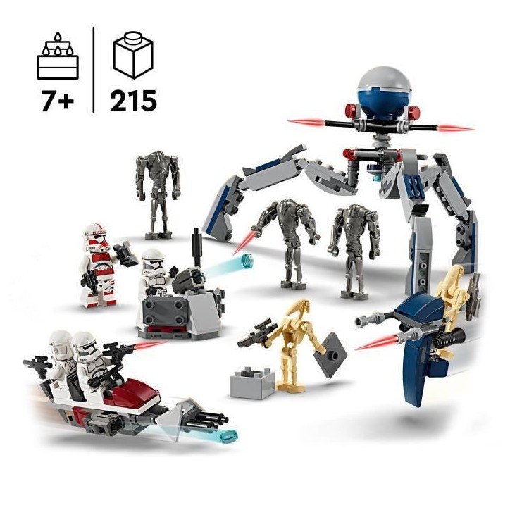 LEGO 75372 Star Wars Pack de Combat des Clone Troopers et Droides de Combat, Jouet avec Speeder Bike et Figurine LEGO 75372 Star Wars Pack de Combat des Clone Troopers et Droides de Combat, Jouet avec Speeder Bike et Figurine