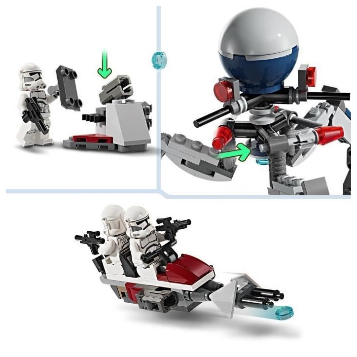 LEGO 75372 Star Wars Pack de Combat des Clone Troopers et Droides de Combat, Jouet avec Speeder Bike et Figurine LEGO 75372 Star Wars Pack de Combat des Clone Troopers et Droides de Combat, Jouet avec Speeder Bike et Figurine