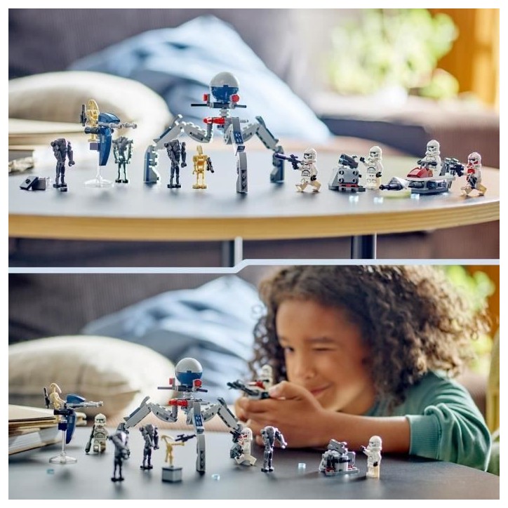 LEGO 75372 Star Wars Pack de Combat des Clone Troopers et Droides de Combat, Jouet avec Speeder Bike et Figurine LEGO 75372 Star Wars Pack de Combat des Clone Troopers et Droides de Combat, Jouet avec Speeder Bike et Figurine