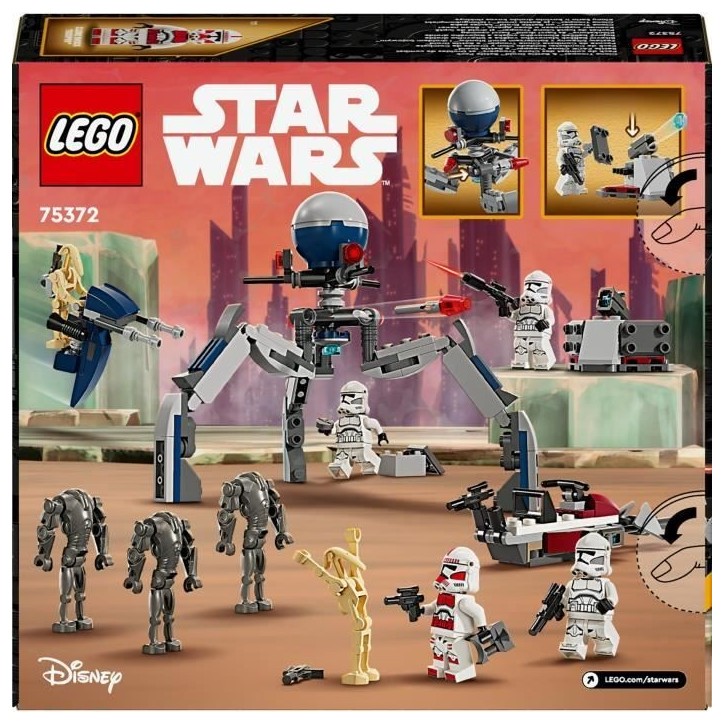 LEGO 75372 Star Wars Pack de Combat des Clone Troopers et Droides de Combat, Jouet avec Speeder Bike et Figurine LEGO 75372 Star Wars Pack de Combat des Clone Troopers et Droides de Combat, Jouet avec Speeder Bike et Figurine