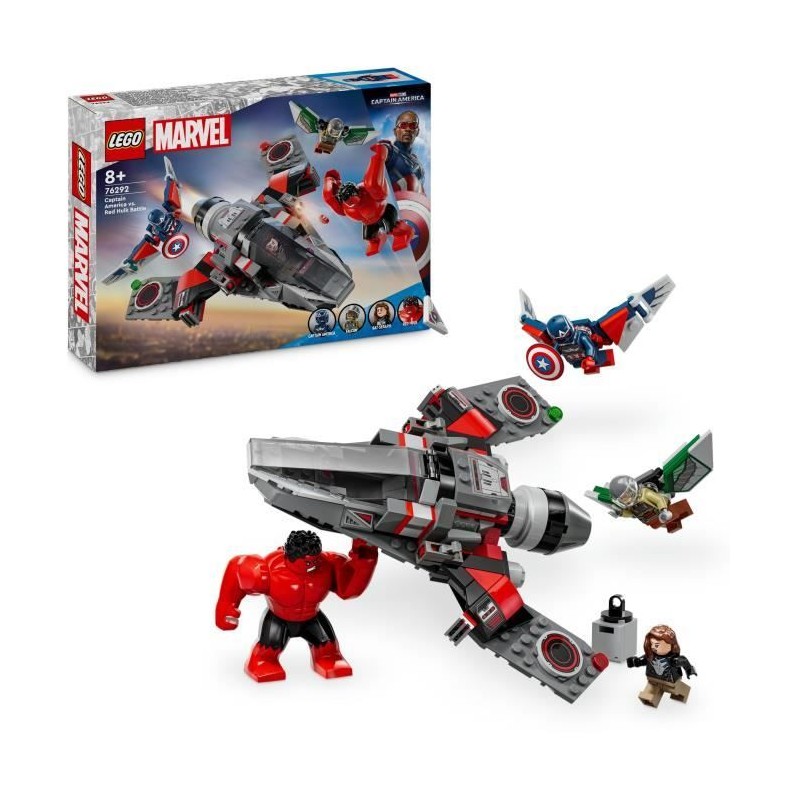 LEGO Marvel 76292 Captain America vs Hulk rouge - Avion de chasse a co