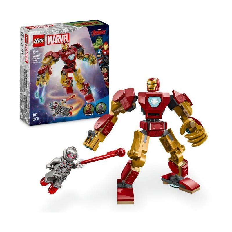 LEGO Marvel 76307 Le robot d'Iron Man contre Ultron - Jouet avec super