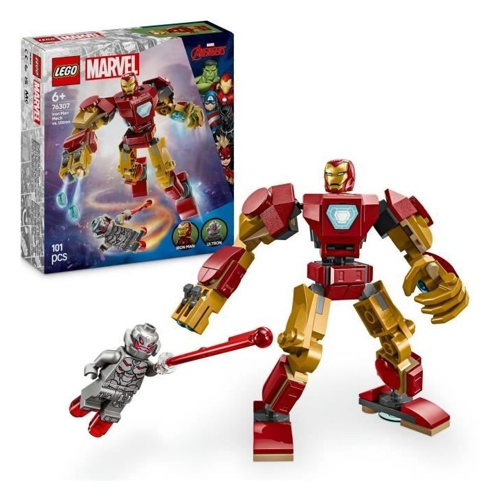 LEGO Marvel 76307 Le robot d'Iron Man contre Ultron - Jouet avec super héros des 6 ans