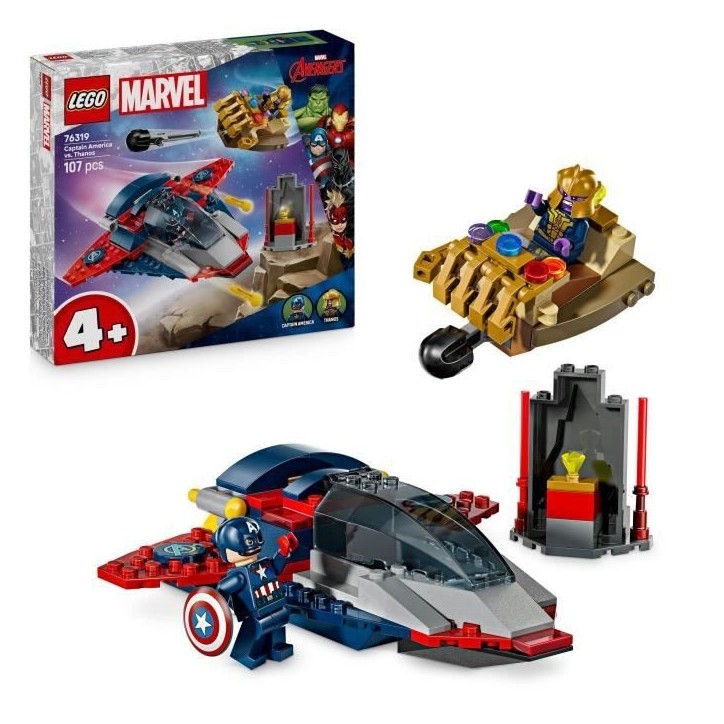 LEGO | Marvel 76319 Captain America contre Thanos - Jouet Avion pour Enfants des 4 ans