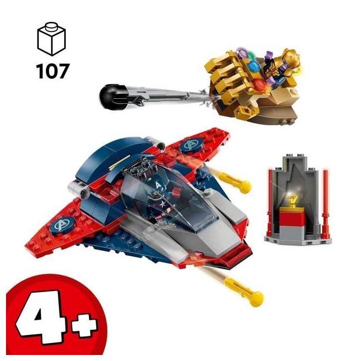 LEGO | Marvel 76319 Captain America contre Thanos - Jouet Avion pour Enfants des 4 ans
