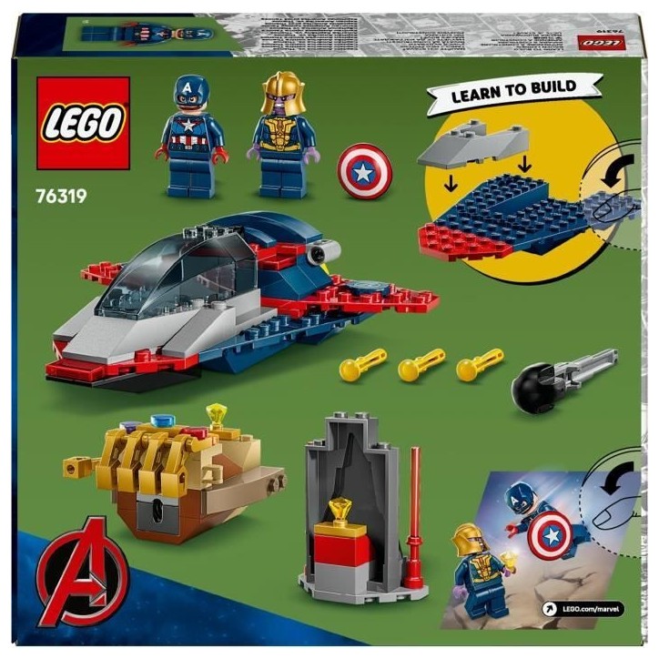 LEGO | Marvel 76319 Captain America contre Thanos - Jouet Avion pour Enfants des 4 ans