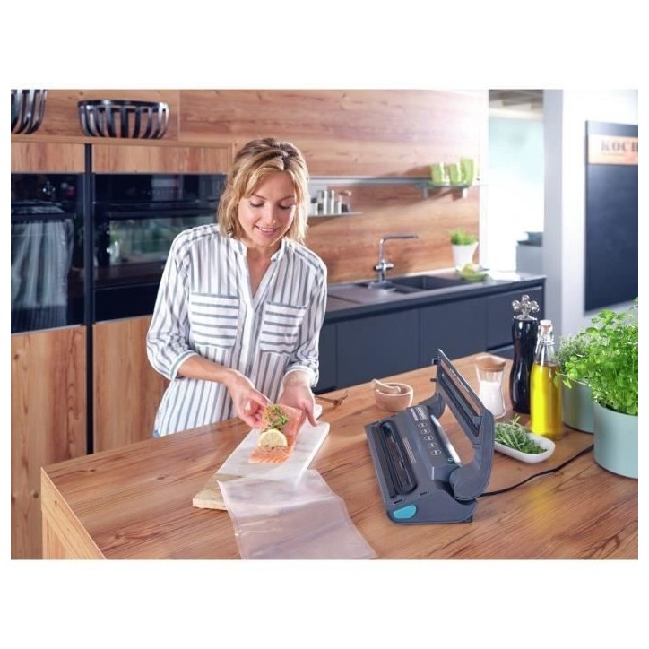 Machine de mise sous vide alimentaire - LEIFHEIT 500 Vacu Power 3236 - 10 sacs inclus - Gris Machine de mise sous vide alimentaire - LEIFHEIT 500 Vacu Power 3236 - 10 sacs inclus - Gris