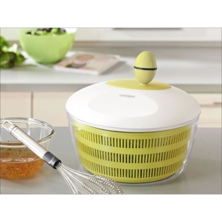 Essoreuse a salade Leifheit Trend 23069 - capacité de 4L - poignée ergonomique et mécanisme d'essorage a manivelle - blanc et
