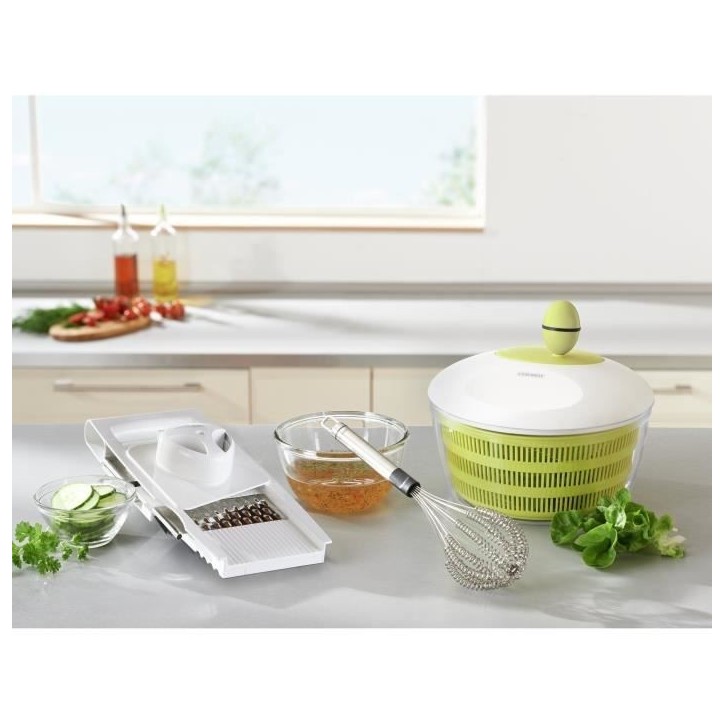 Essoreuse a salade Leifheit Trend 23069 - capacité de 4L - poignée ergonomique et mécanisme d'essorage a manivelle - blanc et Essoreuse a salade Leifheit Trend 23069 - capacité de 4L - poignée ergonomique et mécanisme d'essorage a manivelle - blanc et