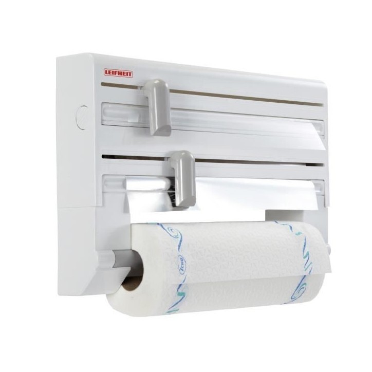 Dérouleur mural Leifheit Parat ComfortLine 25703, porte-rouleau mural cuisine pour 3 rouleaux avec lames tranchantes, blanc Dérouleur mural Leifheit Parat ComfortLine 25703, porte-rouleau mural cuisine pour 3 rouleaux avec lames tranchantes, blanc