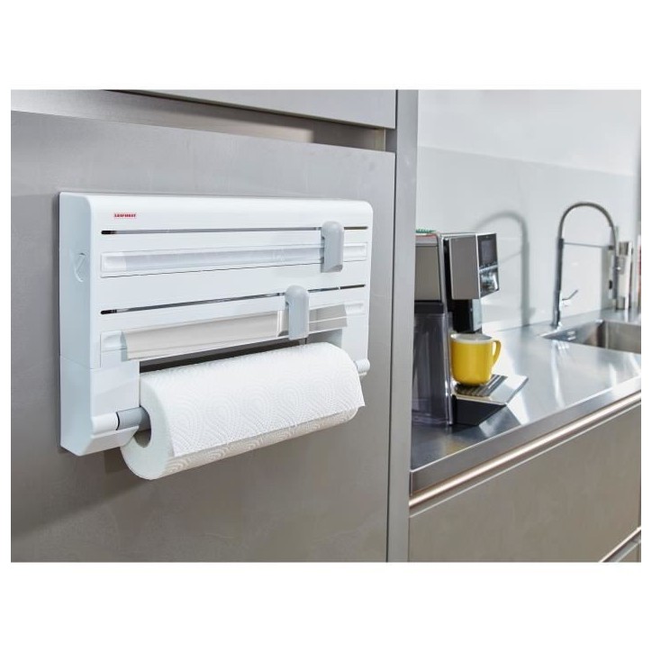 Dérouleur mural Leifheit Parat ComfortLine 25703, porte-rouleau mural cuisine pour 3 rouleaux avec lames tranchantes, blanc Dérouleur mural Leifheit Parat ComfortLine 25703, porte-rouleau mural cuisine pour 3 rouleaux avec lames tranchantes, blanc