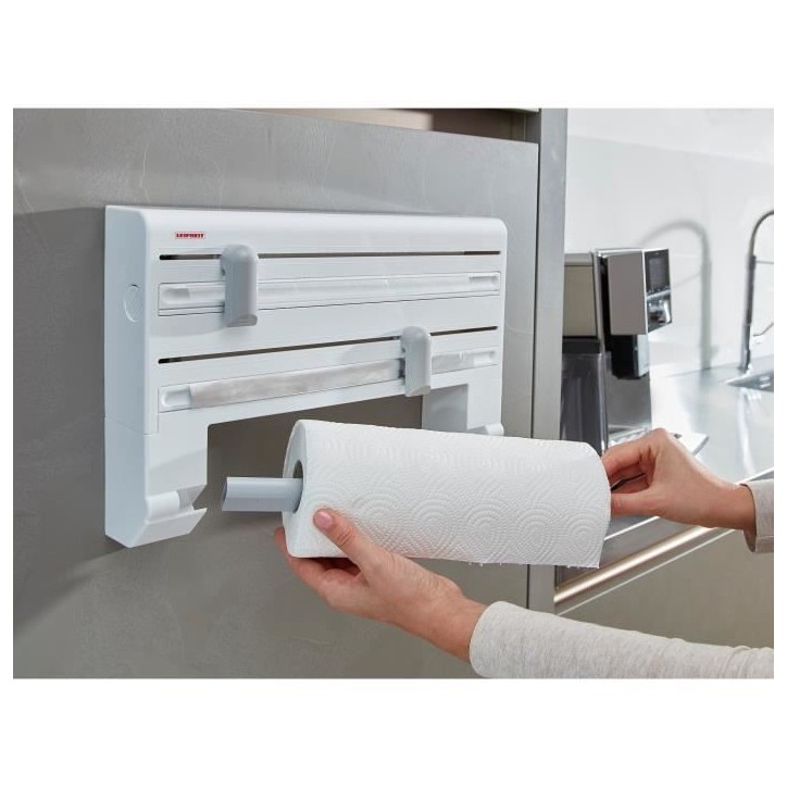 Dérouleur mural Leifheit Parat ComfortLine 25703, porte-rouleau mural cuisine pour 3 rouleaux avec lames tranchantes, blanc Dérouleur mural Leifheit Parat ComfortLine 25703, porte-rouleau mural cuisine pour 3 rouleaux avec lames tranchantes, blanc