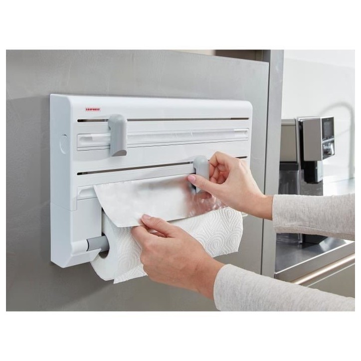 Dérouleur mural Leifheit Parat ComfortLine 25703, porte-rouleau mural cuisine pour 3 rouleaux avec lames tranchantes, blanc Dérouleur mural Leifheit Parat ComfortLine 25703, porte-rouleau mural cuisine pour 3 rouleaux avec lames tranchantes, blanc