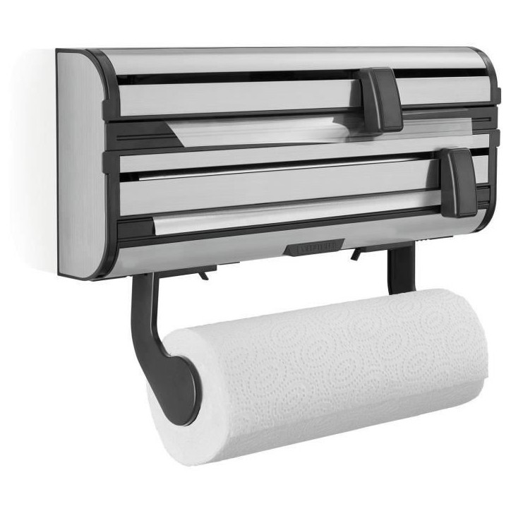 Dérouleur mural Leifheit Parat Royal 25793, porte-rouleau cuisine en acier inoxydable pour 3 rouleaux, lames tranchantes, blanc Dérouleur mural Leifheit Parat Royal 25793, porte-rouleau cuisine en acier inoxydable pour 3 rouleaux, lames tranchantes, blanc