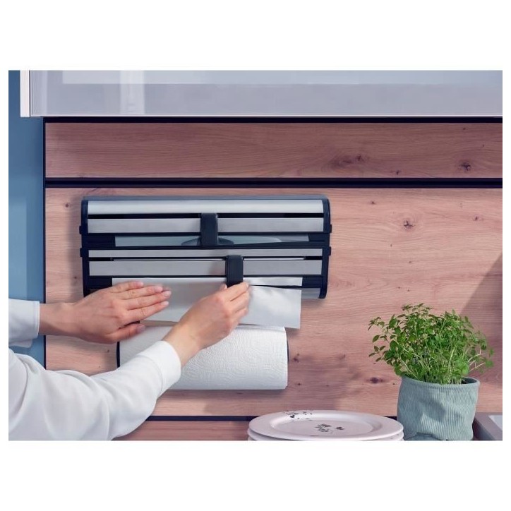 Dérouleur mural Leifheit Parat Royal 25793, porte-rouleau cuisine en acier inoxydable pour 3 rouleaux, lames tranchantes, blanc Dérouleur mural Leifheit Parat Royal 25793, porte-rouleau cuisine en acier inoxydable pour 3 rouleaux, lames tranchantes, blanc