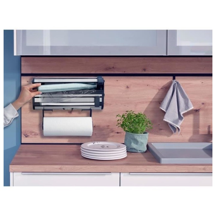 Dérouleur mural Leifheit Parat Royal 25793, porte-rouleau cuisine en acier inoxydable pour 3 rouleaux, lames tranchantes, blanc Dérouleur mural Leifheit Parat Royal 25793, porte-rouleau cuisine en acier inoxydable pour 3 rouleaux, lames tranchantes, blanc