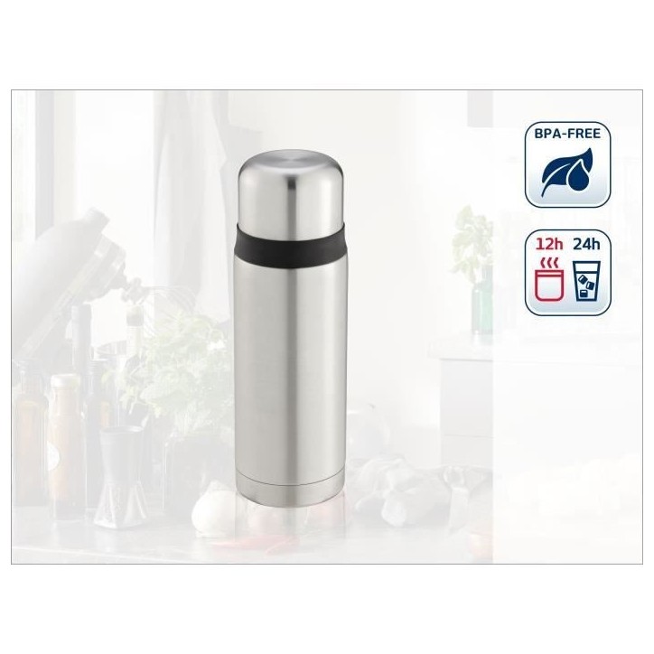 Gourde isotherme Leifheit Coco 28520 - 12h de rétention de chaleur et 100% étanche - bouteille isotherme en acier inox - 750 m