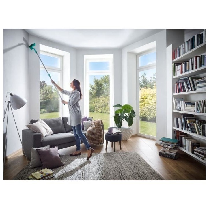 Tete de Loup Leifheit Dusty 41524, plumeau a poussiere pour un nettoyage efficace, balai brosse compatible avec manche Click Sys