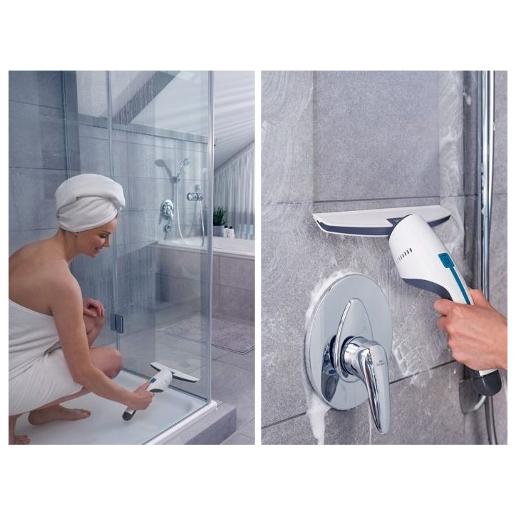 Aspirateur a vitres et salle de bains Leifheit Nemo 51035, lave vitres électrique avec boîtier étanche et support mural, blan Aspirateur a vitres et salle de bains Leifheit Nemo 51035, lave vitres électrique avec boîtier étanche et support mural, blan