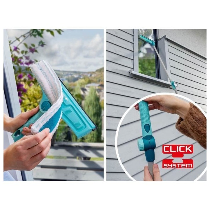 Lave-vitres 4-en-1 avec molleton microfibres Leifheit 51320, raclette vitre 32cm avec fonction de nettoyage brevetée du cadre Lave-vitres 4-en-1 avec molleton microfibres Leifheit 51320, raclette vitre 32cm avec fonction de nettoyage brevetée du cadre