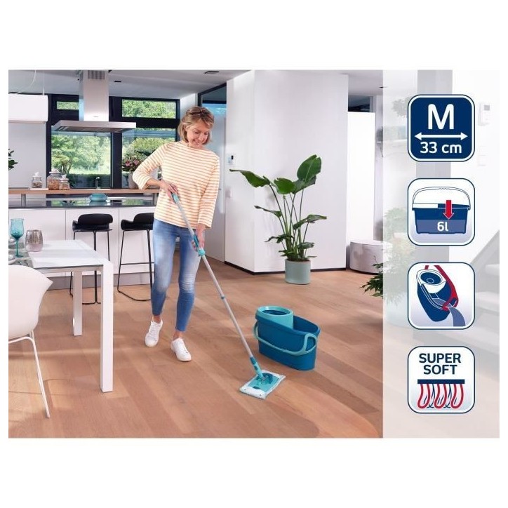 Set lave sol avec seau essoreur Leifheit Clean Twist M Ergo 52120, balais serpillere plat, manche télescopique de 110 a 140 cm Set lave sol avec seau essoreur Leifheit Clean Twist M Ergo 52120, balais serpillere plat, manche télescopique de 110 a 140 cm