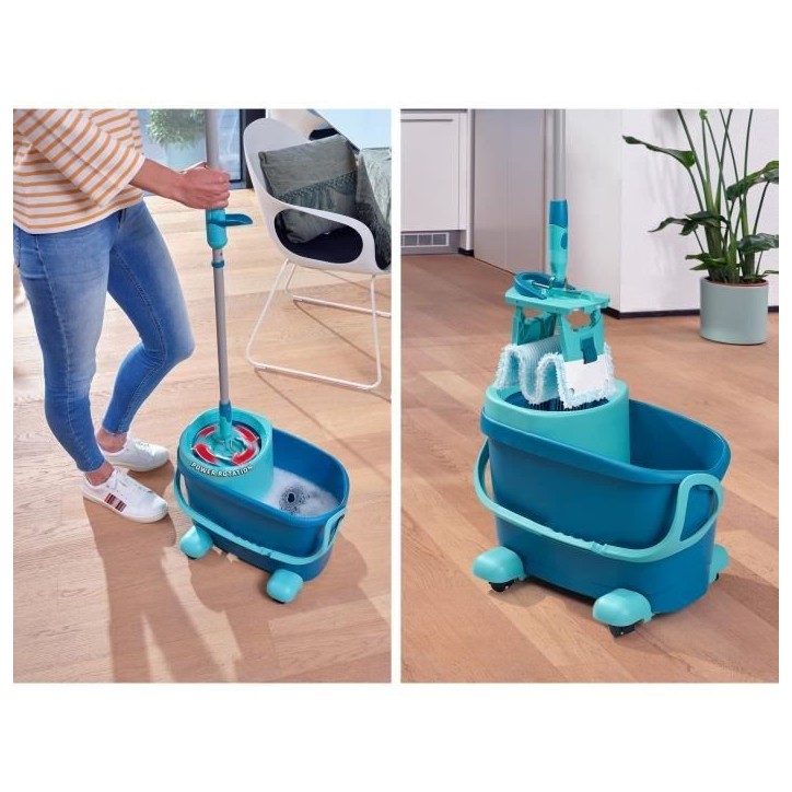 Set lave sol avec seau essoreur a roulettes Leifheit Clean Twist Ergo 52121, balais serpilliere plat, manche télescopique 110-1 Set lave sol avec seau essoreur a roulettes Leifheit Clean Twist Ergo 52121, balais serpilliere plat, manche télescopique 110-1