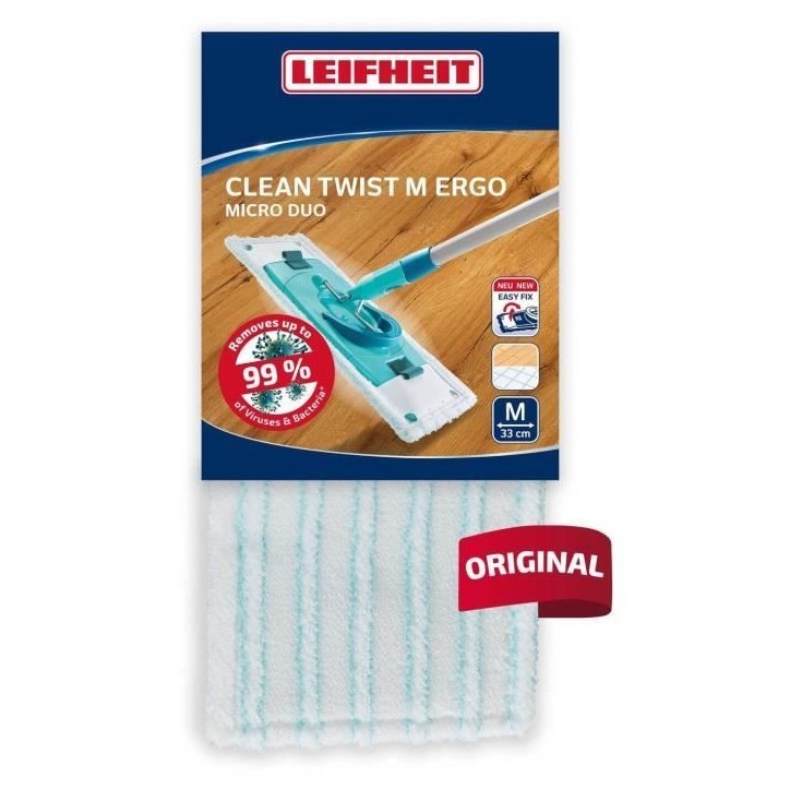 Housse micro duo Leifheit 52123, housse de rechange pour balai serpilliere Clean Twist M Ergo / PowerClean, tous sols, 1 piece Housse micro duo Leifheit 52123, housse de rechange pour balai serpilliere Clean Twist M Ergo / PowerClean, tous sols, 1 piece