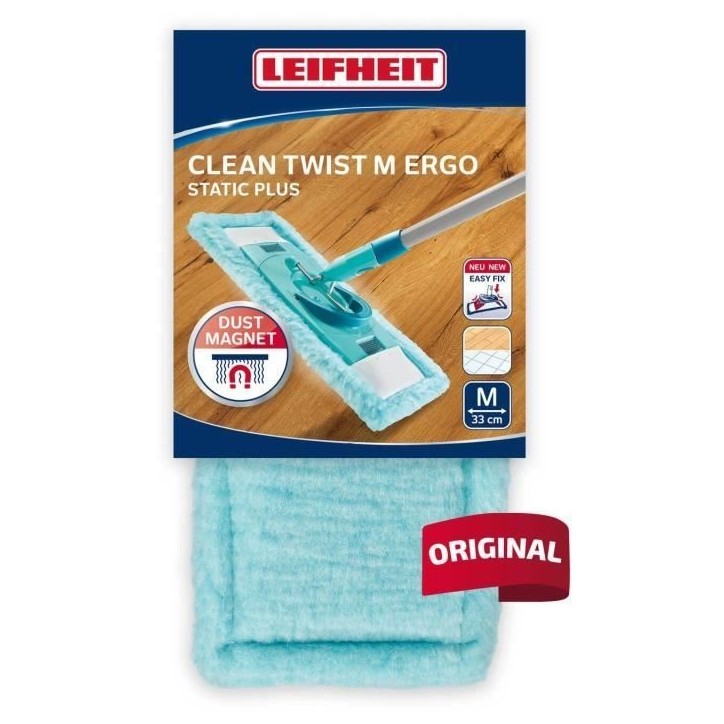 Housse static plus Leifheit 52124, housse de rechange pour balai serpilliere Clean Twist M Ergo / PowerClean, tous sols, 1 piece Housse static plus Leifheit 52124, housse de rechange pour balai serpilliere Clean Twist M Ergo / PowerClean, tous sols, 1 piece