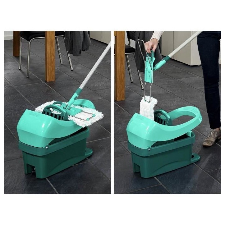 Seau essoreur a roulettes Leifheit Profi XL Mobile 55076, essore-housse mobile de 8 L compatible avec lave-sol serpillere Profi